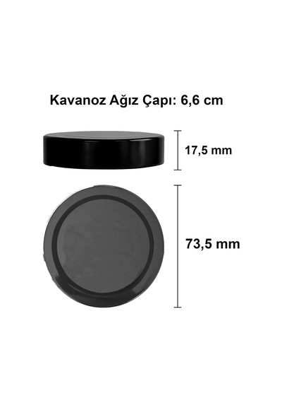 255 Ml Kavanoz Metal Derin Kapaklı 255 Cc Şeffaf Reçel, Marmelat Cam Kavanoz Deep 6 Adet Siyah Kapak Çok Renkli