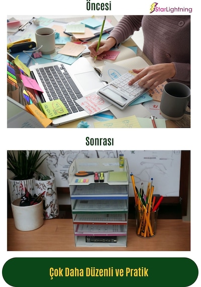 Masa Düzenleyici Organizer Evrak Rafı Masaüstü Organizer Model 5 - Beyaz