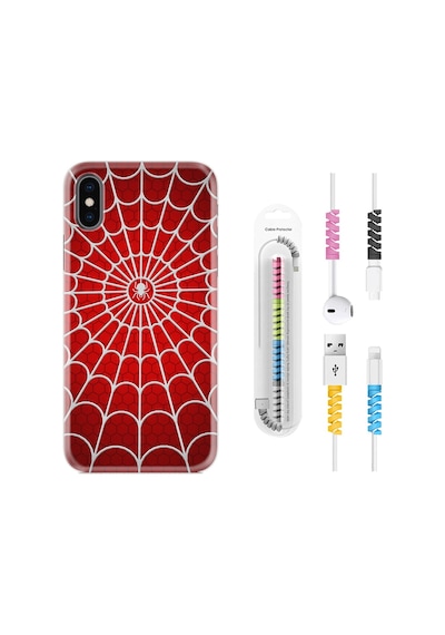 Apple Uyumlu iPhone XS Max Kılıf Kablo Koruyuculu Örümcek Ağı 1893