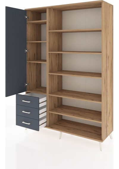 Hyperion Dolap 9 Raflı 3 Çekmeceli 3 Kapaklı 132x44x195 Çam-antrasit/antrasit Antrasıt/antrasıt