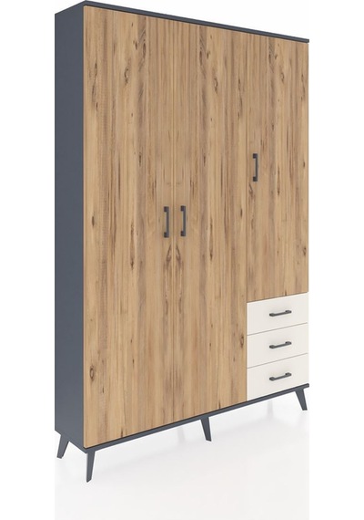 Arges Dolap 6 Raflı 3 Çekmeceli Tek Askılı 132x30x195 Antrasit-çam/aytaşı Atlas Çam/aytası Arges Dolap 6 Raflı 3 Çekmeceli Tek Askılı 132x30x195 Antrasit-çam/aytaşı Atlas Çam/aytası