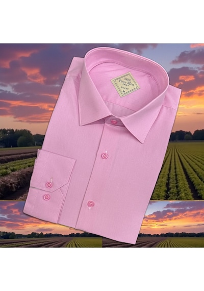 Linen Keten Slim Fit 4 Mevsim Giyilebilen Pamuklu Gömlek Pembe