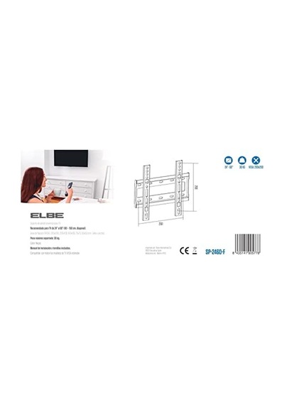 Sp-2460-f - 24&apos &apos -60&apos &apos Tv İçin Evrensel Sabit Duvar Montajı Kapasite 30 Kg, Vesa: 50x50, 75x75, 100x100, 200x100, 200x200 Siyah