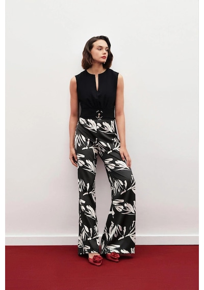 Sateen Toka Detaylı Kolsuz Bluz - Siyah Siyah