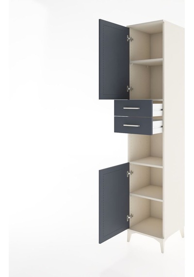 Hyperion Dolap 4 Raflı 2 Çekmeceli 2 Kapaklı 44x44x221 Aytaşı-antrasit Aytası
