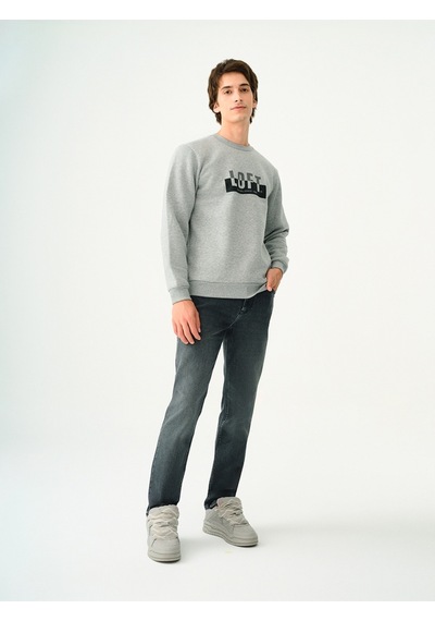Regular Fit Erkek Sweatshirt Gri Melanj