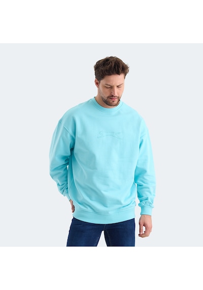 Slazenger VADIK Oversize Erkek  Turkuaz Sweatshirt