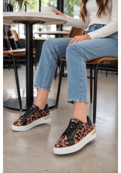 Mevese Elora Bağcıklı Konfor Taban Kadın Sneaker Kahverengi