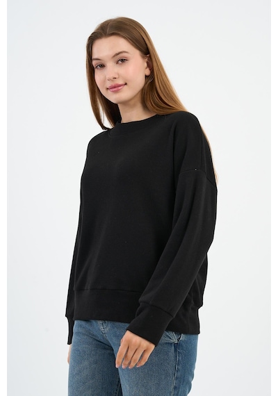 Alexander Gardi Kadın Bisiklet Yaka Çizgili Sweatshirt B24-00248 Siyah