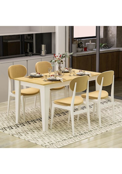 Şimal Yemek Masası 120x72 Beyaz - Safir Meşe