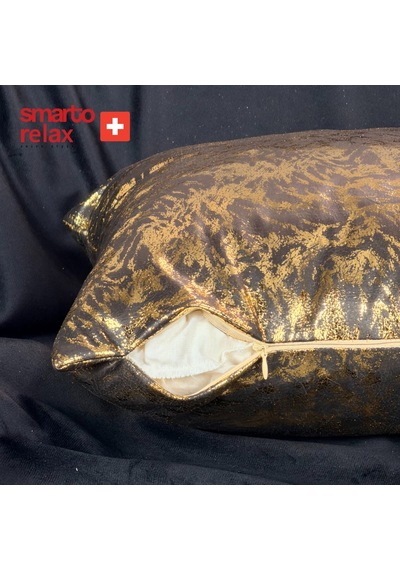 Smarto Relaxvdolgulu Kırlent Tekli Antibakteriyel Desenli Dekoratif 45x45 Cm Siyah - Altın