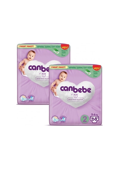 Canbebe Bebek Bezi Fırsat Paketi 2 Beden Mini 3-6 Kg 68 Li X 2 PKT.CANBEBE.059 2'li
