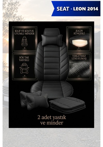 Leon 2014 Uyumlu Lüks Siyah Renk Premium 2 Adet Minder Ve Yastık