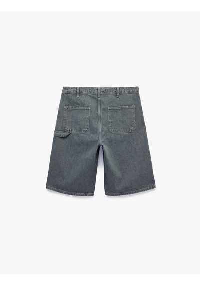 Koton Pamuklu Rahat Kalıp Bermuda Carpenter Jean Şort Gri 6sam40406nd
