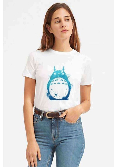 My Neighbor Komşum Totoro Baskılı Beyaz Kadın Tshirt (534308347)