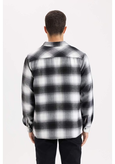 DeFacto Regular Fit Polo Yaka Kareli Flanel Uzun Kollu Gömlek D5835AX24AUBK81 DeFacto Regular Fit Polo Yaka Kareli Flanel Uzun Kollu Gömlek D5835AX24AUBK81