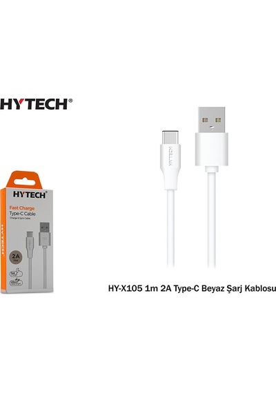 Hytech HY-X105 1m 2A Type-C Siyah Şarj Kablosu