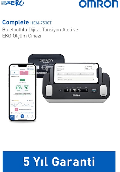 Complete Akıllı Tansiyon Ve Ekg Ölçüm Cihazı Pilli Bluetooth, Afib Göstergeli, 5 Yıl Garantili