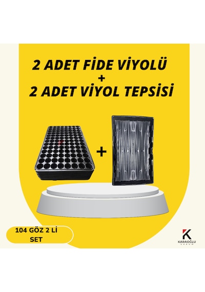 2 Adet Fide Viyolü + 2 Adet Viyol Tepsisi Set Fidelik Fide Yetiştirme Seti Seçimli 104 Göz Yuvarlak