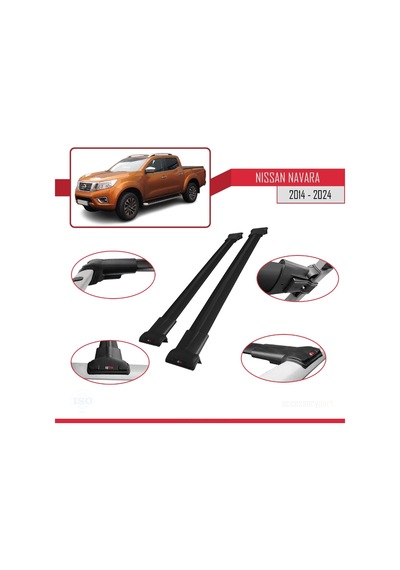 Nissan Navara 2014 Ve Sonrası İle Uyumlu Fly Model Ara Atkı Tavan Barı Siyah