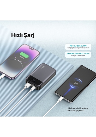 Ttec 2BB214 Recharger Pro LCD 10.000 mAh PD 30W Taşınabilir Hızlı Şarj Aleti/Powerbank