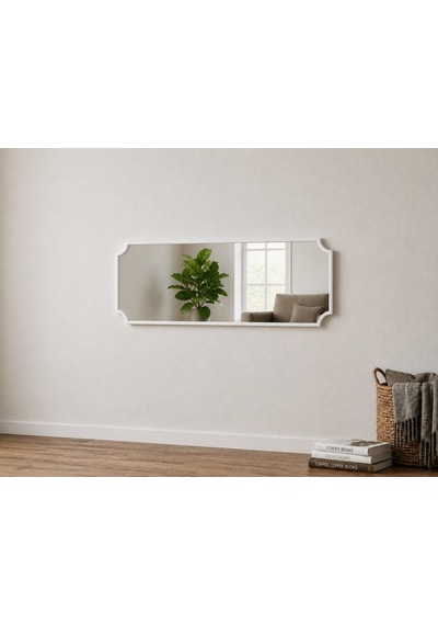 Modern Boy Aynası 40x120 Cm Minimalist Çerçeveli Dekoratif Duvar Aynası 2026 Trend Beyaz