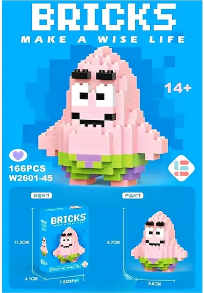Bricks Sünger Bob Ve Patrick 2'li Figür 3d Yapboz Puzzle Yapı Taş