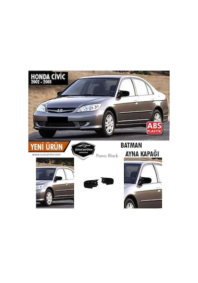 Honda Civic Vtec 2 2002-2005 Batman Yarasa Ayna Kapağı Piano Blac