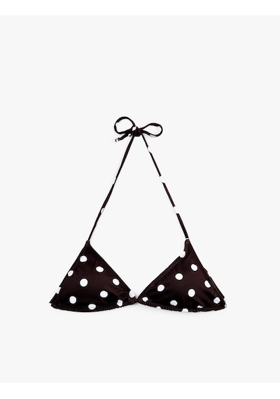 Koton Halter Yaka Puantiyeli Üçgen Bikini Üstü Kahverengi Desenli 6sak10235mm