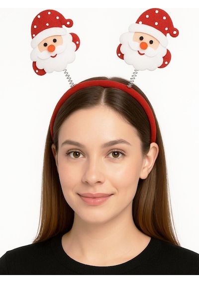 Yılbaşı Tacı Kırmızı Noel Baba Yeni Yıl Taçı Sallanan Taç Unisex Taç