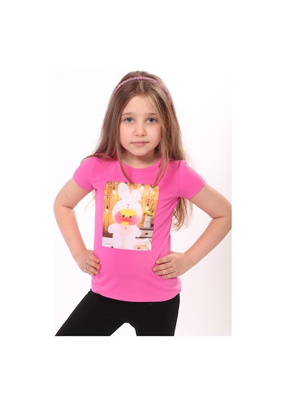 Toontoy Kids Toontoy Kız Çocuk Baskılı Tişört Fuşya