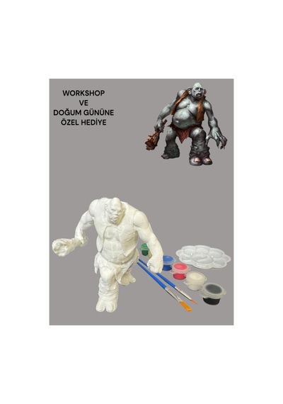 3d Mountain Troll Harry Potter Figür Boyama Seti - Kendin Boya Hobi Ve Etkinlik Seti - Akrilik Boya + 2 Fırça