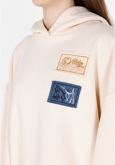 Colin's Colins Regular Fit Kapüşonlu Nakışlı Kadın Ekru Sweatshirt Cl1071962 Cl1071962 Q1.v2 Ecr Ekru