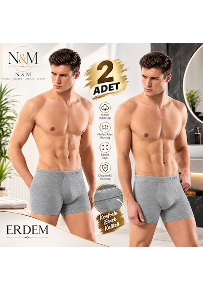 Erdem Erkek Gri Pamuk Air Slim Boxer-2'li Paket- 1428gw