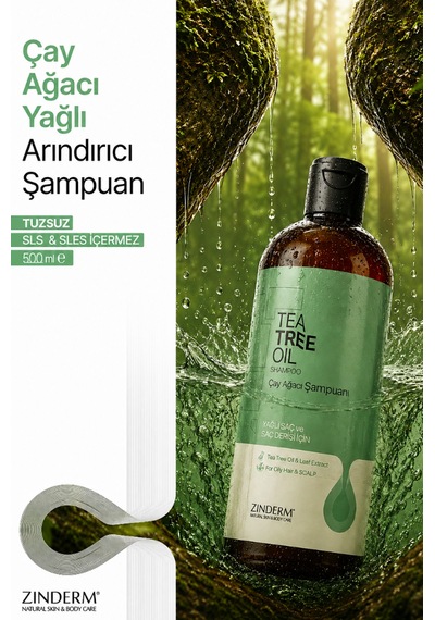 Zinderm Arındırıcı Ve Dengeleyici Tuzsuz Çay Ağacı Şampuanı 500 ML