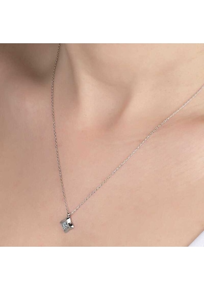 Swarovski Taşlı Gümüş Dörtgen Kadın Kolye (551180759)