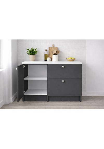 Saka Alt Modül-çok Amaçlı Dolap -100 Cm -1 Kapaklı-2 Çekmeceli-laminat Beyaz Tezgah Dahil Antrasit Saka Alt Modül-çok Amaçlı Dolap -100 Cm -1 Kapaklı-2 Çekmeceli-laminat Beyaz Tezgah Dahil Antrasit