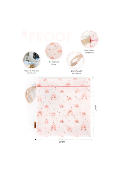 Baby Proof Kıyafet Çantası Mayo Islak Kuru Giysi Sıvı Geçirmez Kirli Temiz Çamaşır Torbası Cream