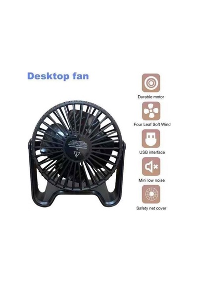 Mini Masa Fanı Portatif Usb Fan 360 Ayarlanabilir Portatif İki Hızlı Sessiz 3 Kademeli Siyah - 733662290