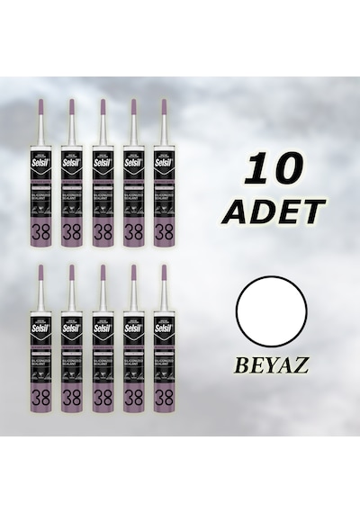 Selsil Silikonize Mastik Beyaz 500 Gr 52083 10 Adet Beyaz