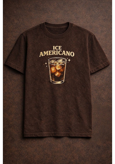 Technomonkey Kahverengi Ice Americano Kahve Baskılı Unisex Tişört