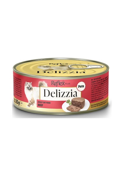 Delizzia Kıyılmış Dana Etli Yetişkin Kedi Maması 85 Gr.