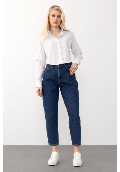 Olcay Yüksek Bel Carrot Fit Jean Pantolon Koyu Mavi 7573