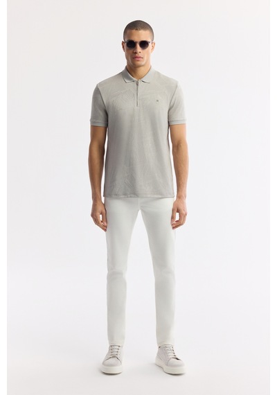 Avva Erkek Gri Polo Yaka Jakarlı Elastan Regular Fit T-shirt A51y1059
