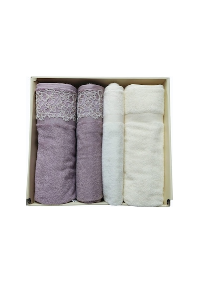 Begonvil Best Hamam Takımı- Krem Mürdüm