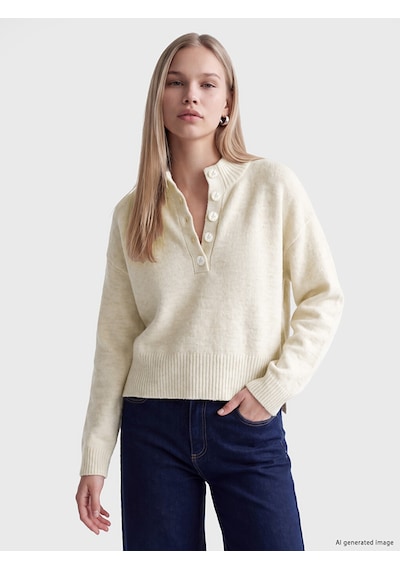 Lcw Vision Ekru Oversize Kadın Triko Kazak