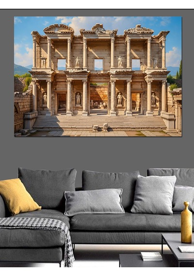 Ahşap Tablo Antik Efes Celsus Kütüphanesi Manzarası