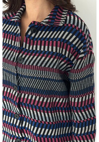 Asprin Fashion Uzun Gömlek Şeritli Siyah