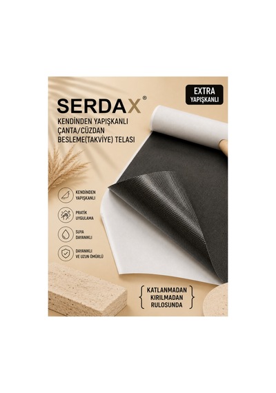 Serdax Extra Kendinden Yapışkanlı Çanta/cüzdan Besleme Takviye Telası Astarı Siyah 70cmx200cm Siyah Siyah