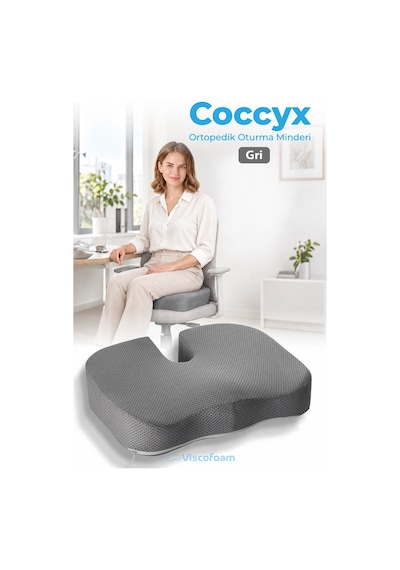 Viscofoam Ortopedik Oturma Minderi Hemeroid Kuyruk Sokumu Coccyx Oturma Minderi Visco Minder Gri